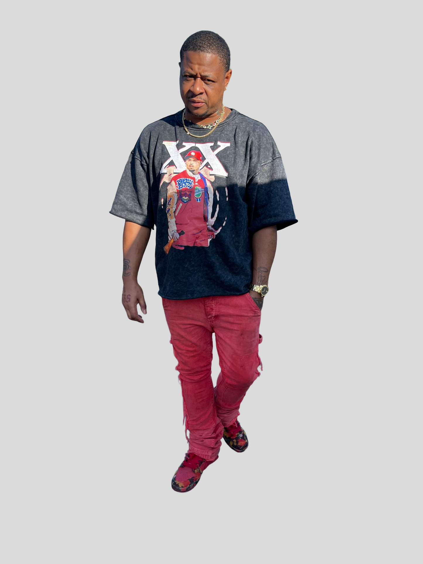 Custom Unisex Raw Cut Vintage Acid Wash Chris Brown “Breezy Bowl XX” 20-Year Anniversary Tee