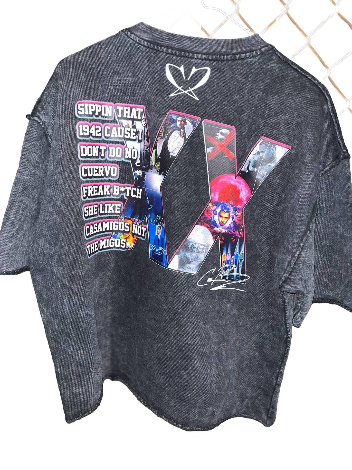 Custom Unisex Raw Cut Vintage Acid Wash Chris Brown “Breezy Bowl XX” 20-Year Anniversary Tee