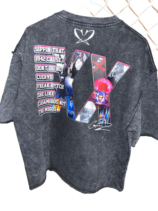 Custom Unisex Raw Cut Vintage Acid Wash Chris Brown “Breezy Bowl XX” 20-Year Anniversary Tee
